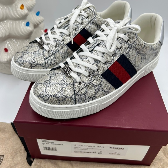 Men’s Gucci, Ace GG supreme sneakers with web stripe size 9 made in Italy - Picture 5 of 11